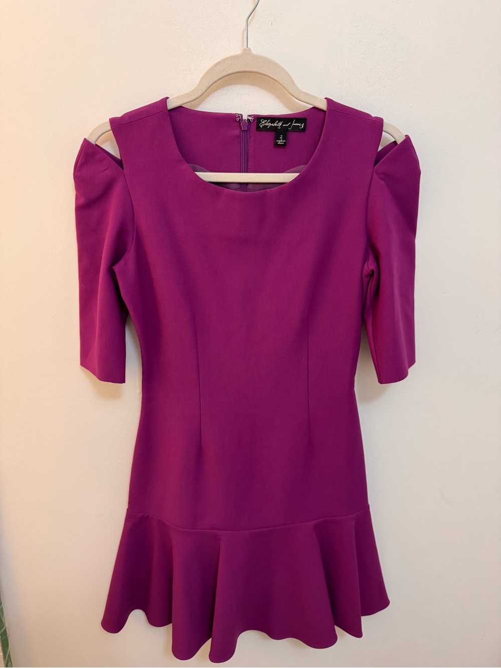 Elizabeth and James Fuchsia One-Shoulder Peplum Dress